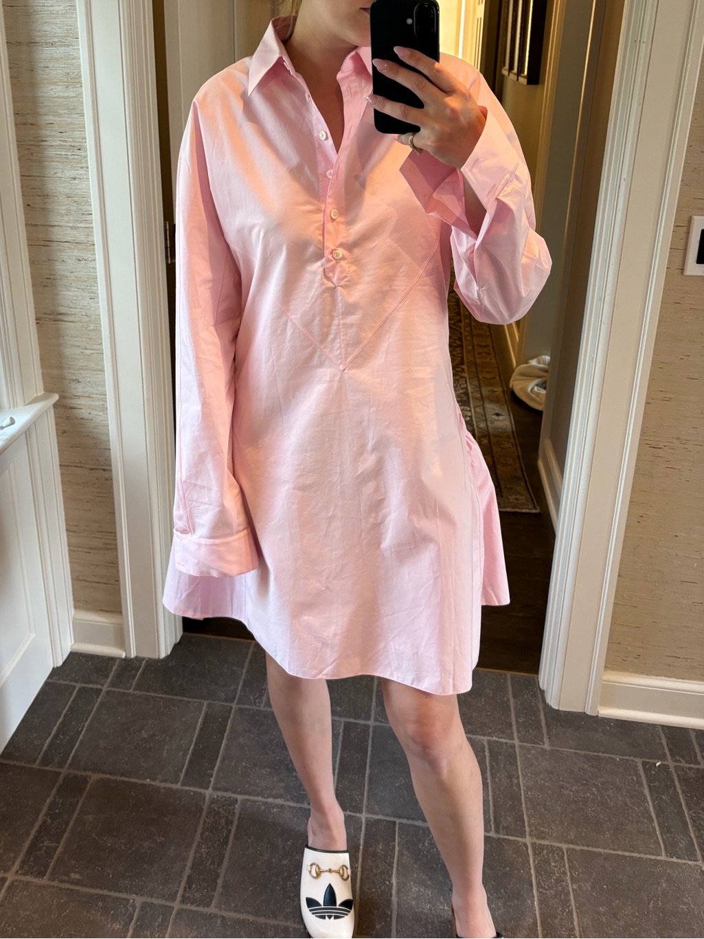Light Pink Button-Up Shirt Dress